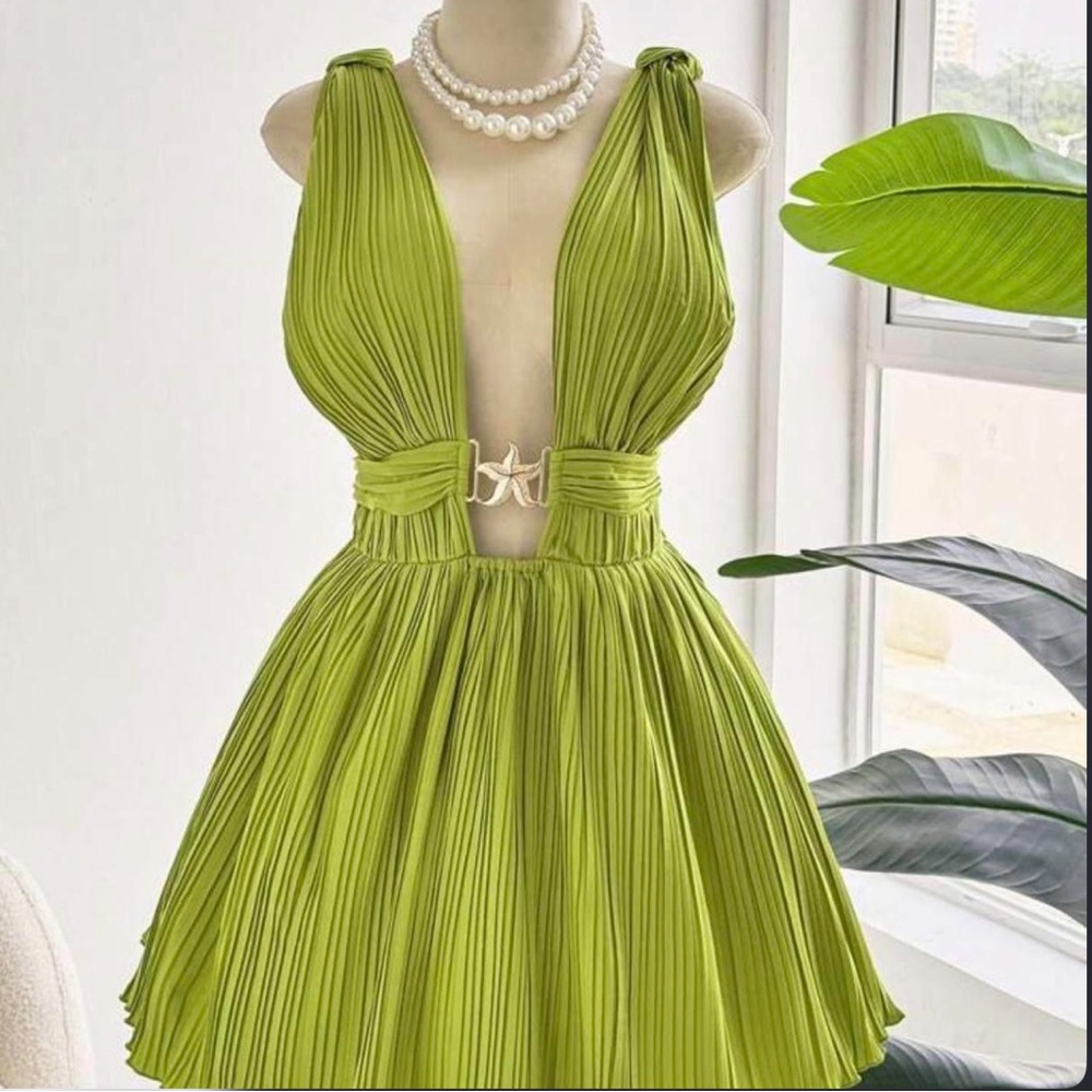 SHEIN Lime Green Cutout Mini Dress